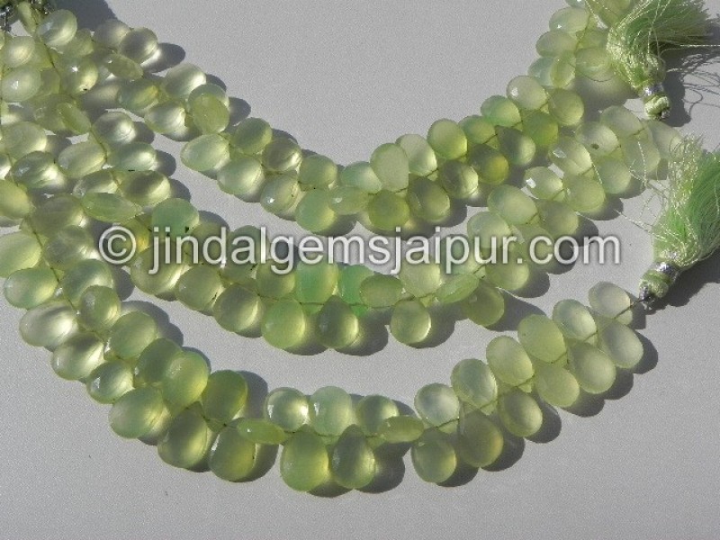 Apple Green Chalsydony Faceted Pear Shape Beads
